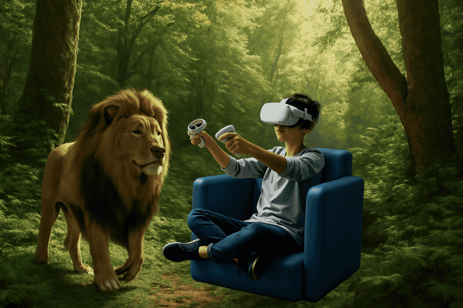 Ultra-immersive virtual wildlife encounter with enhanced effects